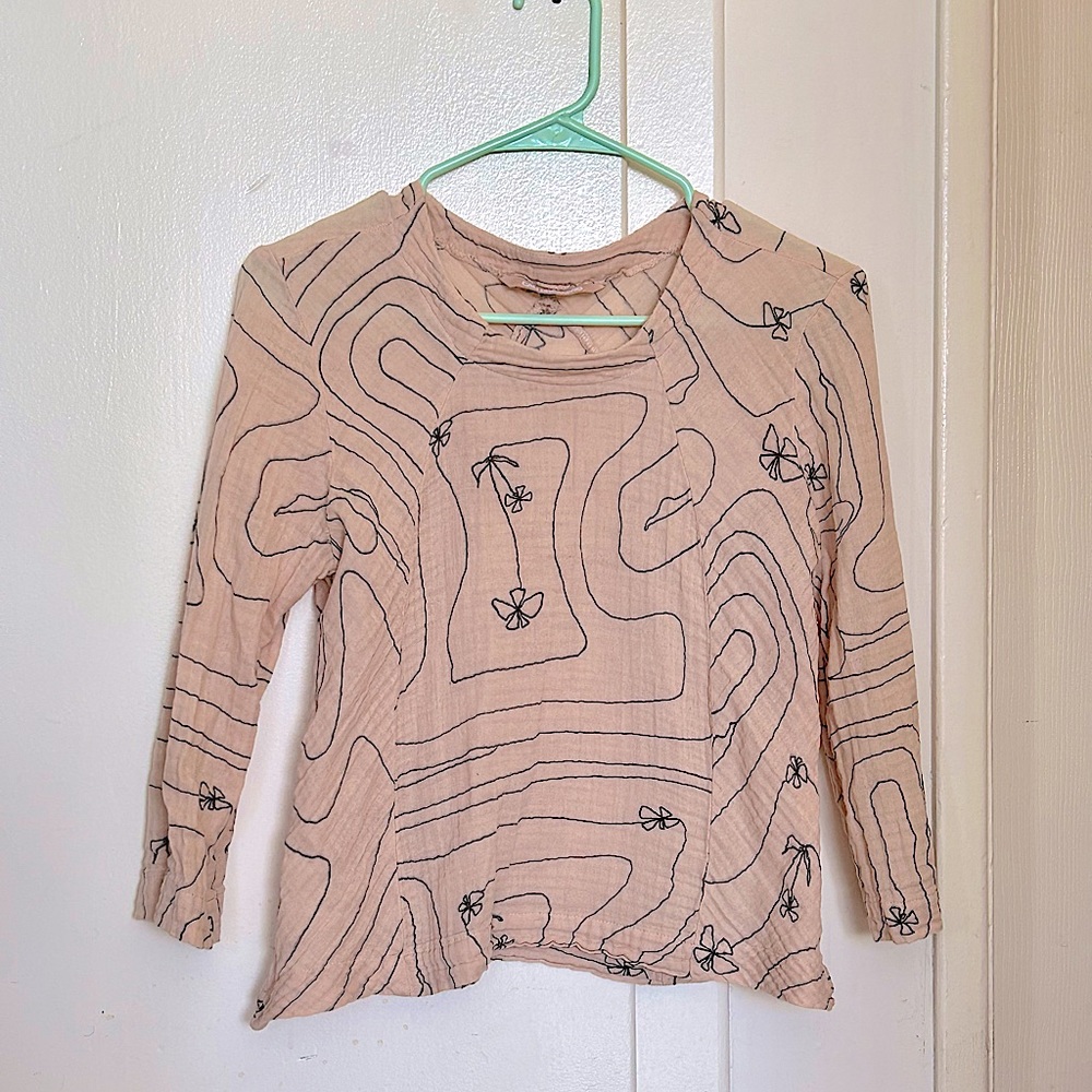 Cotton gauze floral blouse